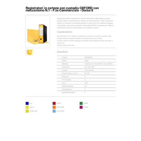 Registratore con custodia Esselte G83 Oxford commerciale 29,5x32 cm - dorso 8 cm giallo - 390783090